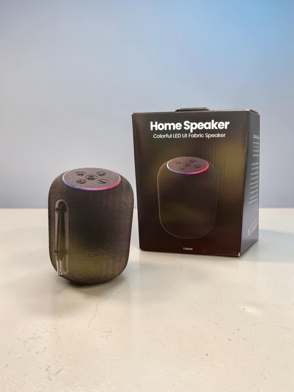 Home Speaker Colorful LED Fabric Speaker - Black